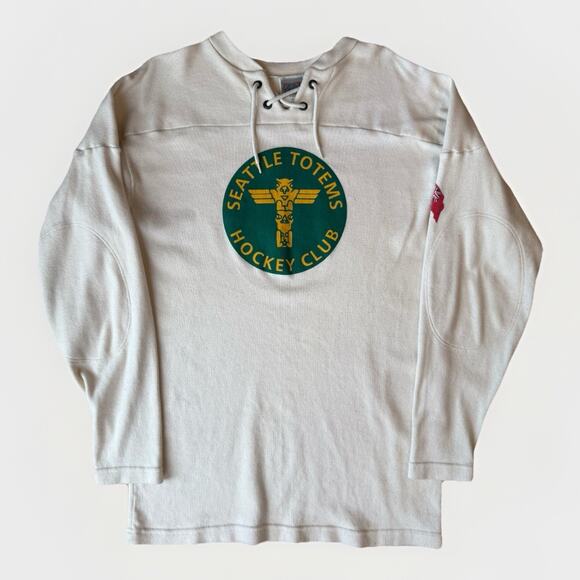 Seattle Totems Hockey Club Jersey Medium Beige Ebbets Field Canada Stanley Cup